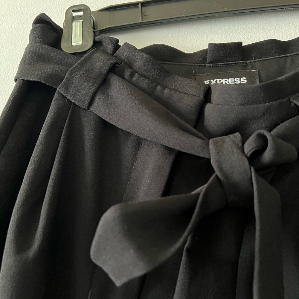 Express self waist tie dress pants black